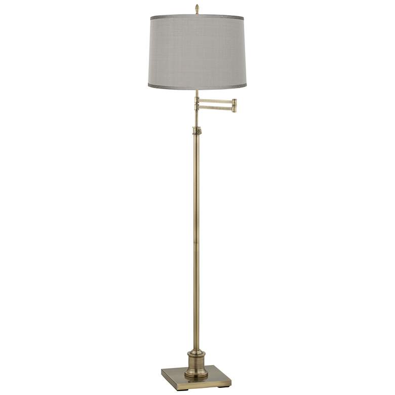 Image 1 360 Lighting Westbury Platinum Gray and Brass Swing Arm Floor Lamp