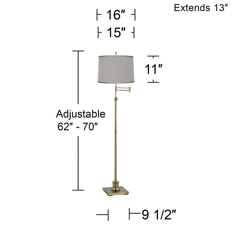 Image 4 360 Lighting Westbury Platinum Gray and Brass Swing Arm Floor Lamp more views