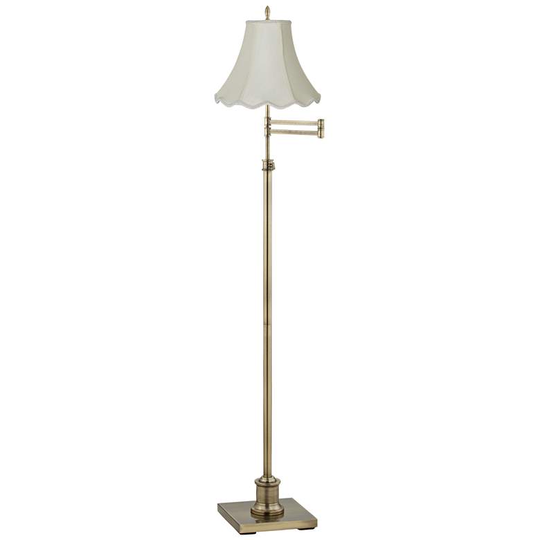 Image 2 360 Lighting Westbury Scalloped Bell Brass Adjustable Swing Arm Floor Lamp