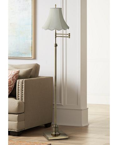 360 Lighting Westbury Scalloped Bell Brass Adjustable Swing Arm Floor Lamp