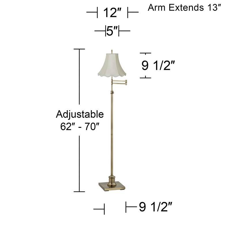 Image 3 360 Lighting Westbury Scalloped Bell Brass Adjustable Swing Arm Floor Lamp more views