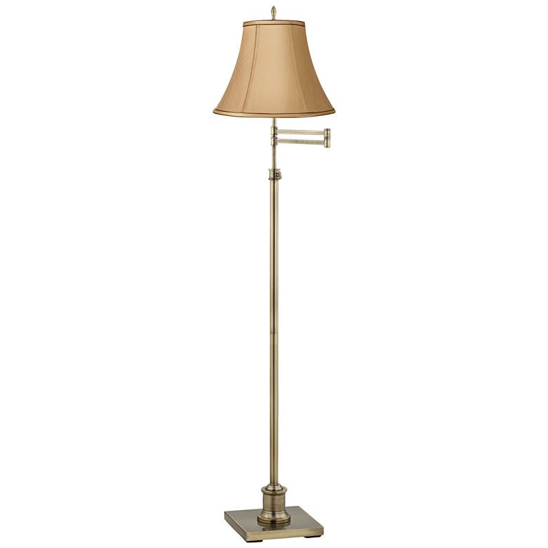 Image 1 360 Lighting Westbury Tan and Brass Adjustable Swing Arm Floor Lamp