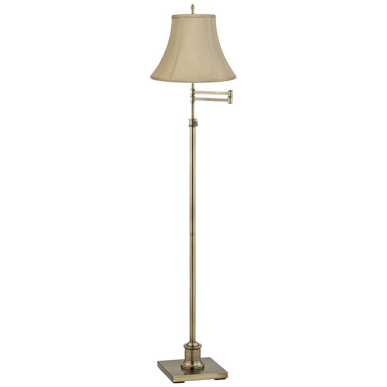 Image 1 360 Lighting Westbury Taupe and Brass Adjustable Swing Arm Floor Lamp