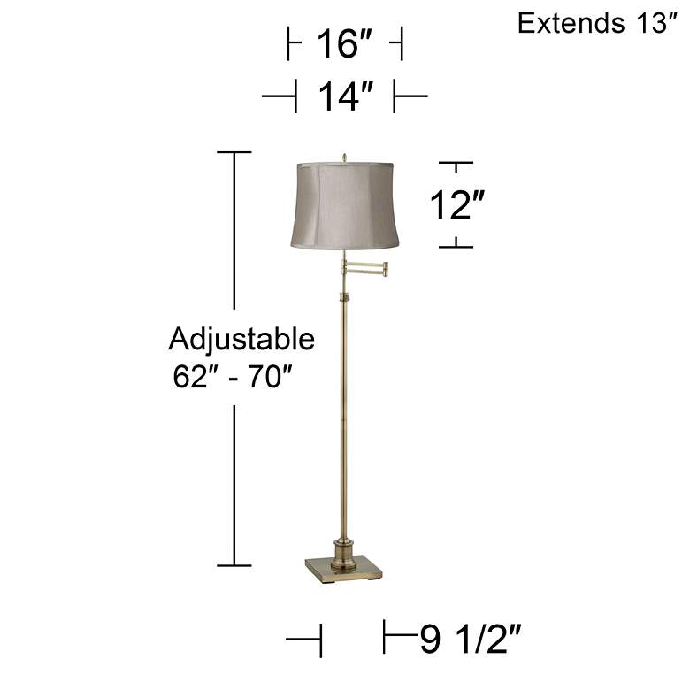 Image 4 360 Lighting Westbury Taupe Gray Shade Brass Swing Arm Floor Lamp more views