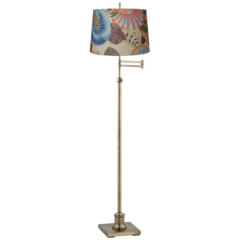 Image 1 360 Lighting Westbury Tropic Shade and Brass Swing Arm Floor Lamp