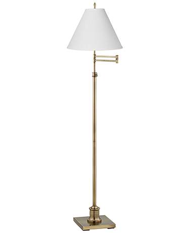 360 Lighting Westbury White and Brass Adjustable Swing Arm Floor Lamp