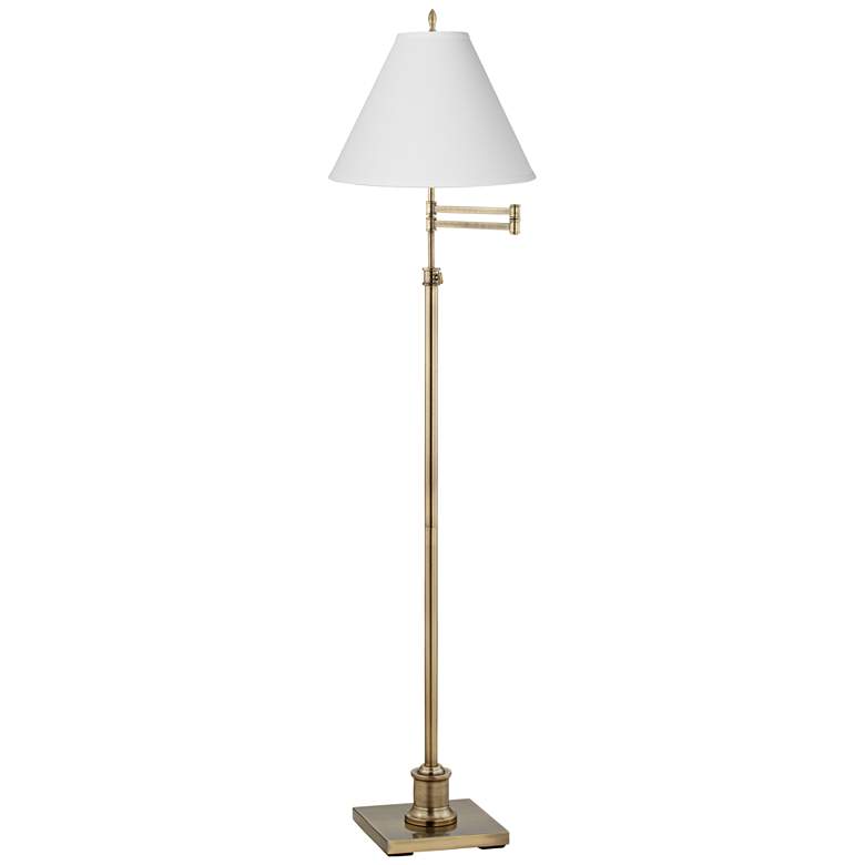 Image 1 360 Lighting Westbury White and Brass Adjustable Swing Arm Floor Lamp