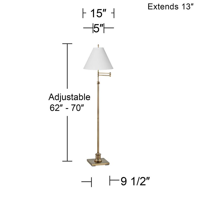 Image 4 360 Lighting Westbury White and Brass Adjustable Swing Arm Floor Lamp more views