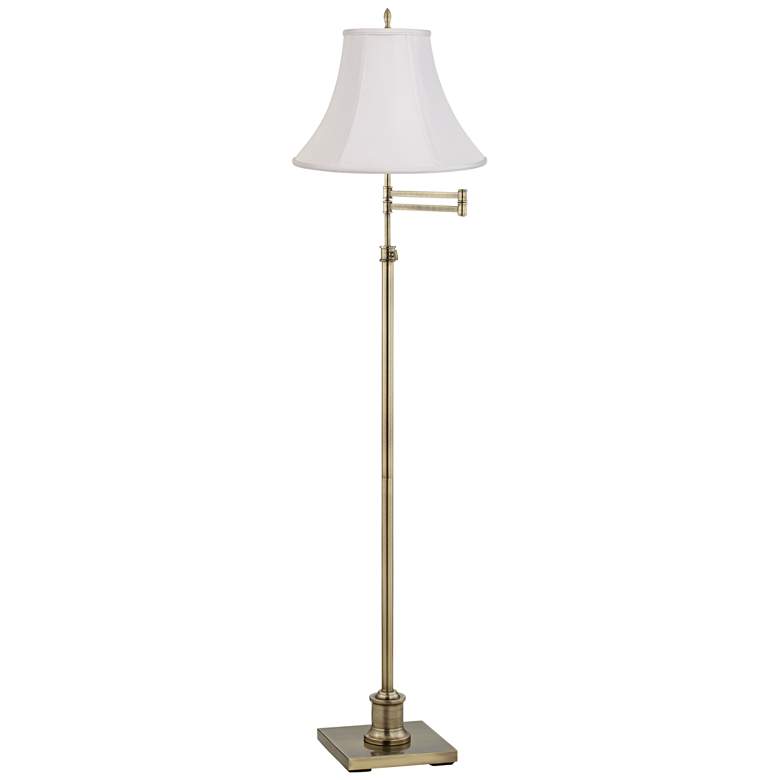 Image 1 360 Lighting Westbury White and Brass Adjustable Swing Arm Floor Lamp