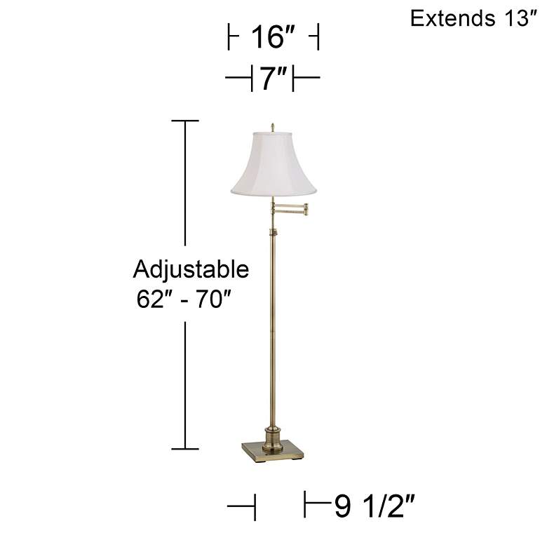 Image 4 360 Lighting Westbury White and Brass Adjustable Swing Arm Floor Lamp more views