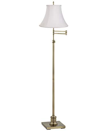 360 Lighting Westbury White and Brass Adjustable Swing Arm Floor Lamp