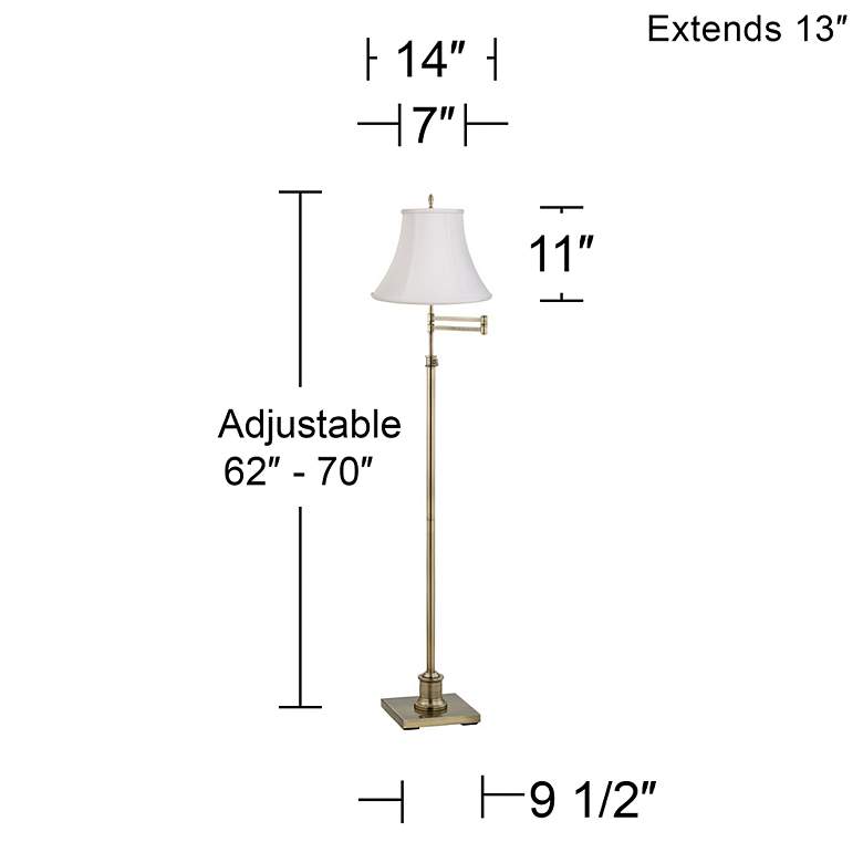 Image 4 360 Lighting Westbury White and Brass Adjustable Swing Arm Floor Lamp more views