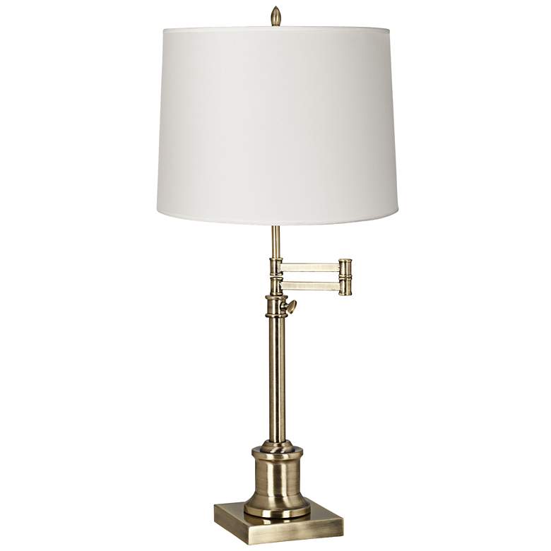 Image 2 360 Lighting Westbury White Drum Shade Brass Swing Arm Desk Lamp