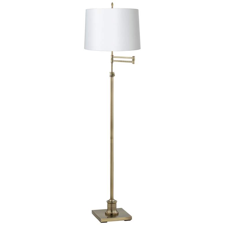 Image 1 360 Lighting Westbury White Hardback Shade Brass Floor Lamp
