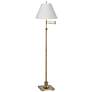 360 Lighting Westbury White Linen and Brass Adjustable Swing Arm Floor Lamp