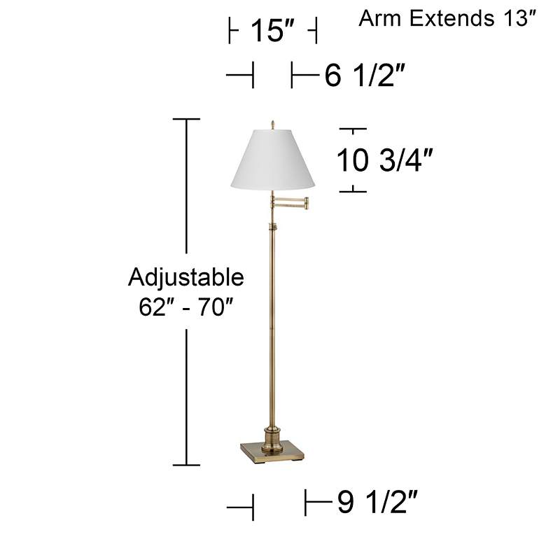 Image 4 360 Lighting Westbury White Linen and Brass Adjustable Swing Arm Floor Lamp more views