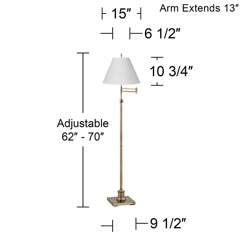 Image 4 360 Lighting Westbury White Linen and Brass Adjustable Swing Arm Floor Lamp more views