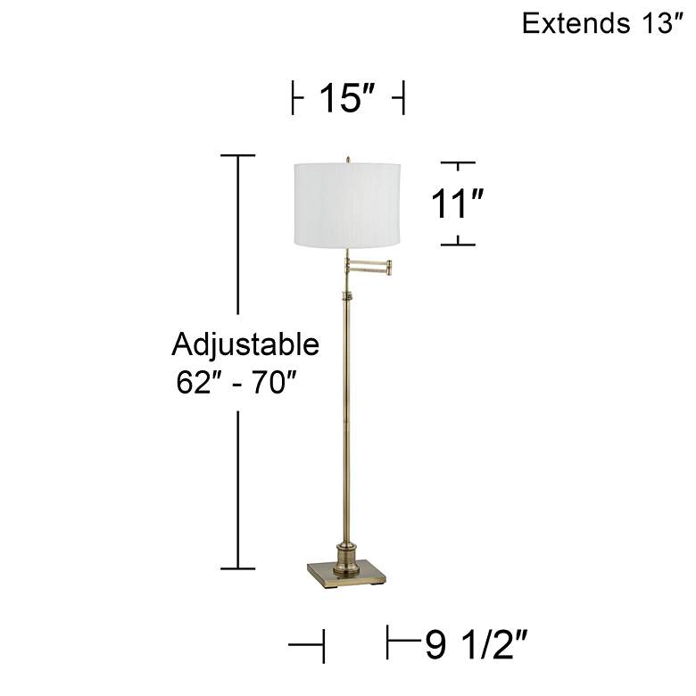 Image 4 360 Lighting Westbury White Plastic Weave Shade Brass Swing Arm Floor Lamp more views