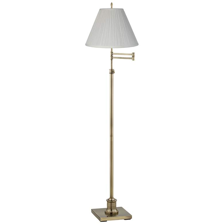 Image 1 360 Lighting Westbury White Pleated Brass Adjustable Swing Arm Floor Lamp