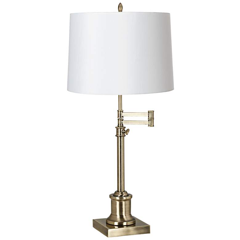 Image 2 360 Lighting Westbury White Shade Brass Adjustable Swing Arm Lamp