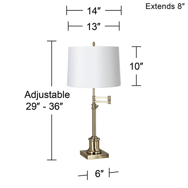 Image 3 360 Lighting Westbury White Shade Brass Adjustable Swing Arm Lamp more views