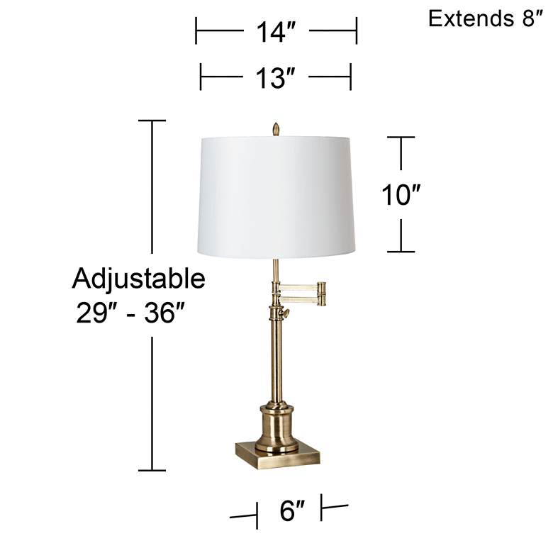 Image 6 360 Lighting Westbury White Shade Brass Adjustable Swing Arm Lamp more views