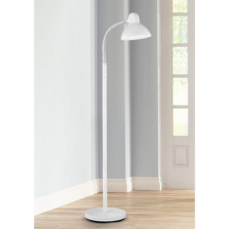 Image 1 360 Lighting White Finish Modern Adjustable Gooseneck Arm Floor Lamp