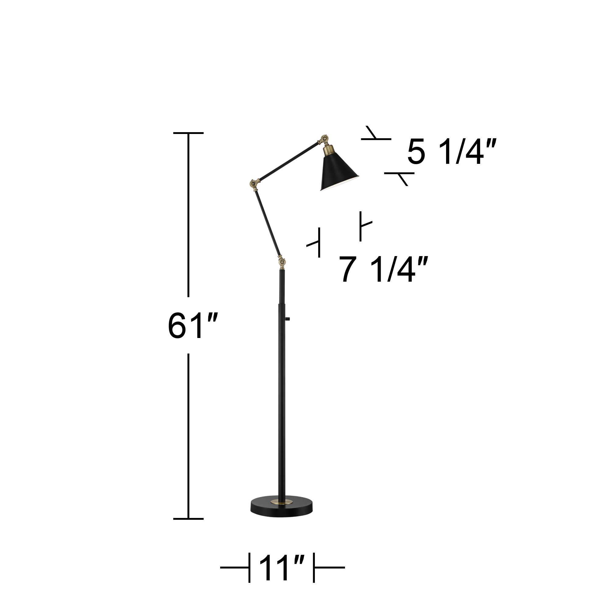 360 Lighting Wray 61" Modern Black and Brass Adjustable Floor Lamp in scene