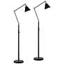 360 Lighting Wray Black and Antique Brass Adjustable Floor Lamps Set of 2