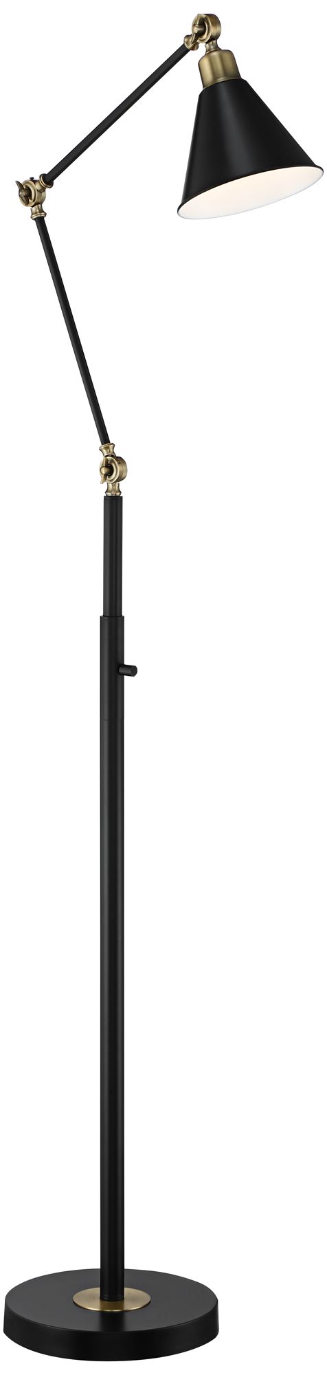 360 Lighting Wray Black and Antique Brass Adjustable Floor Lamps Set of 2