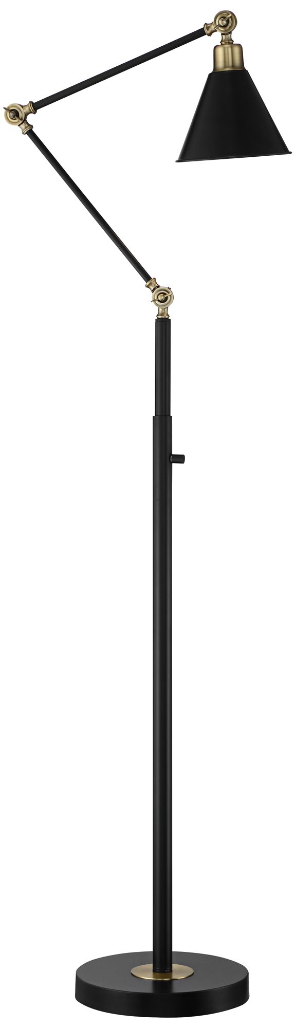 360 Lighting Wray Black and Antique Brass Adjustable Floor Lamps Set of 2