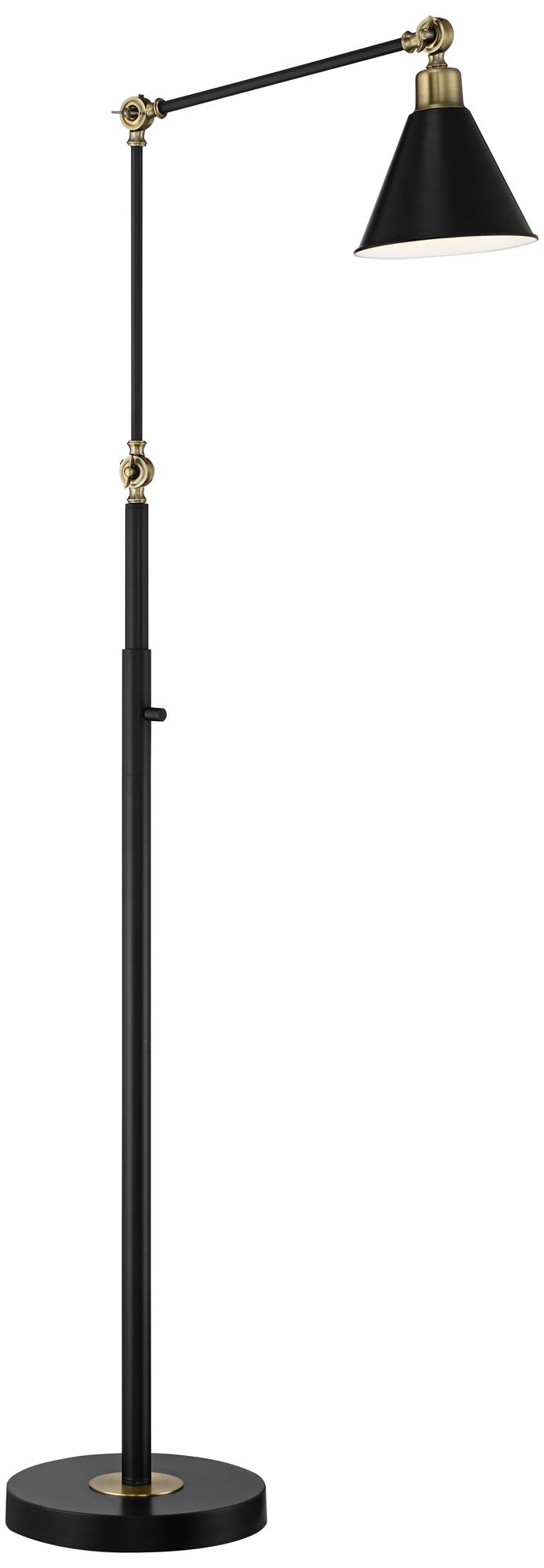 360 Lighting Wray Black and Antique Brass Adjustable Floor Lamps Set of 2