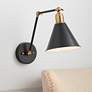 360 Lighting Wray Black and Antique Brass Adjustable Hardwire Wall Lamp