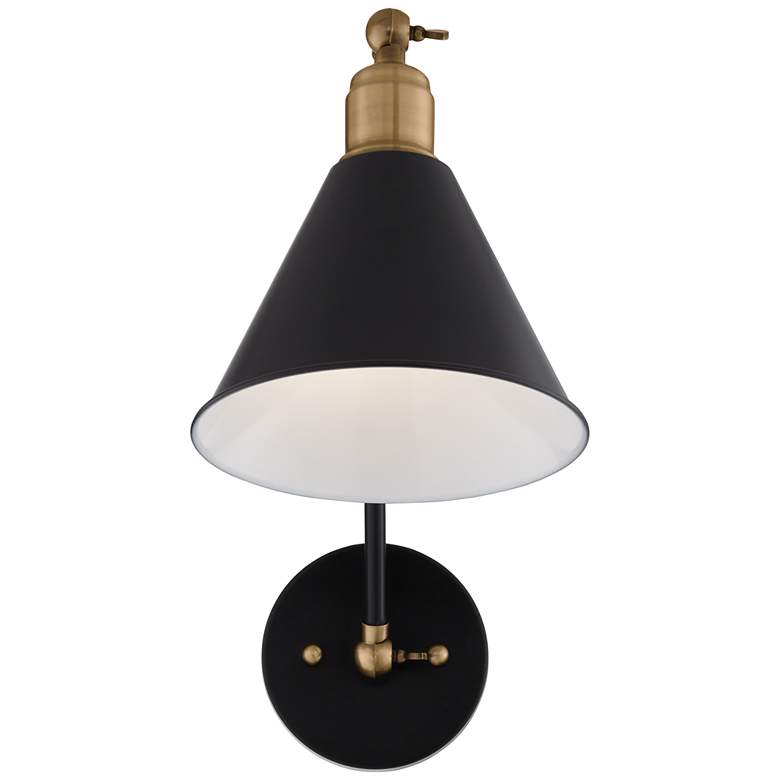 Image 7 360 Lighting Wray Black and Antique Brass Adjustable Hardwire Wall Lamp more views