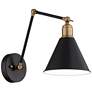 360 Lighting Wray Black and Antique Brass Hardwire Wall Lamps Set of 2