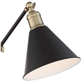 Image4 of 360 Lighting Wray Black and Antique Brass Plug-In Wall Lamps Set of 2 more views