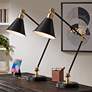 2_360 Lighting Wray Black and Brass Adjustable USB Desk Lamps Set of 2