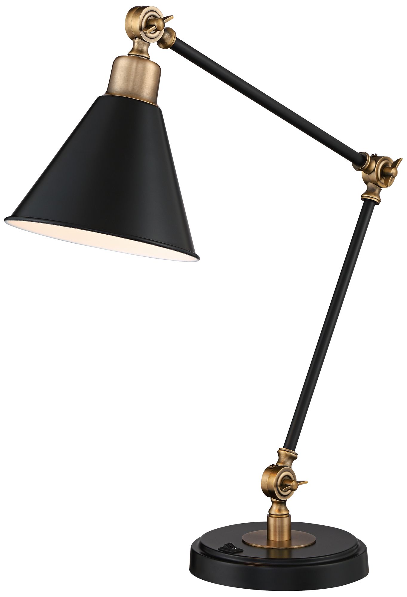 360 Lighting Wray Black and Brass Adjustable USB Desk Lamps Set of 2 in scene