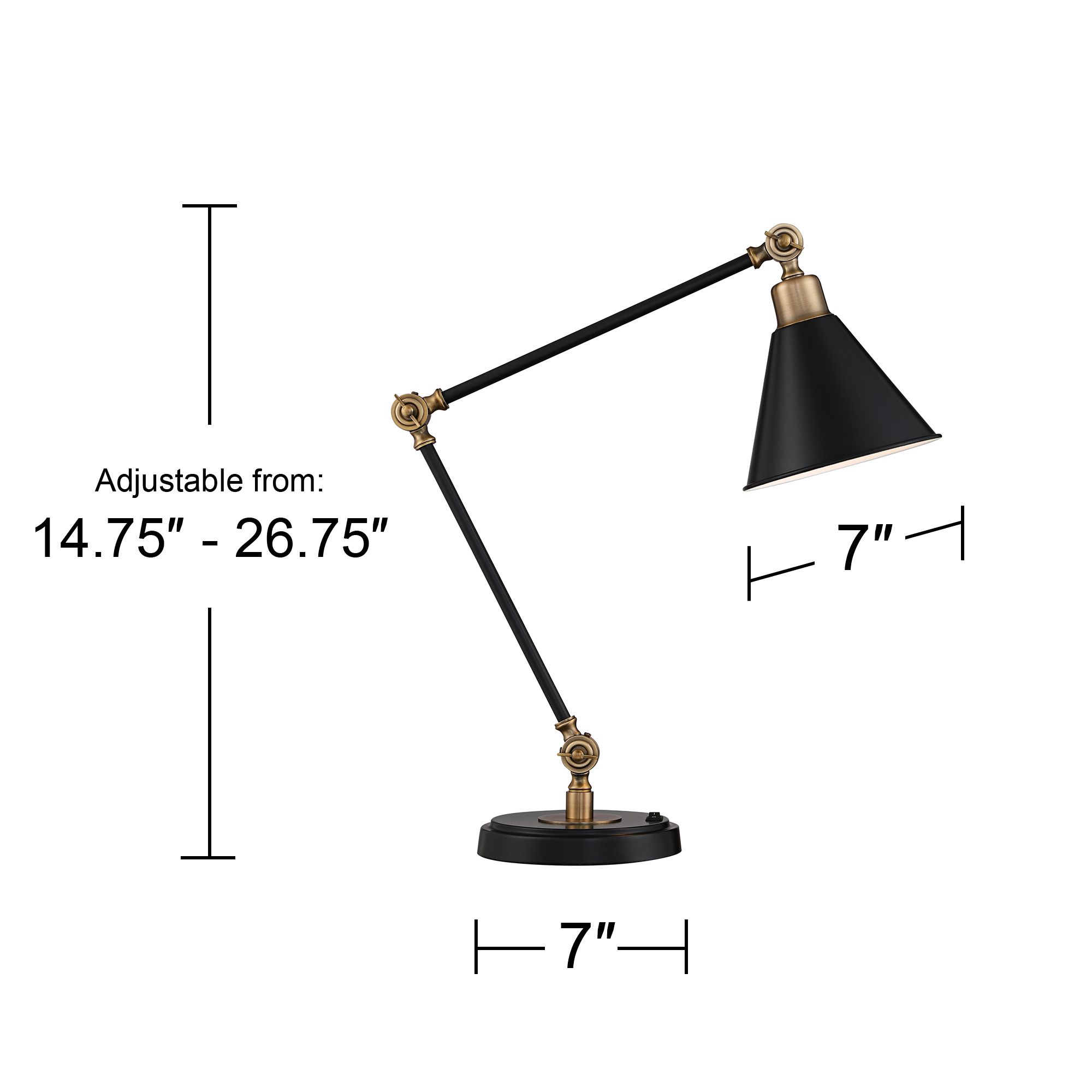 360 Lighting Wray Black and Brass Adjustable USB Desk Lamps Set of 2 in scene