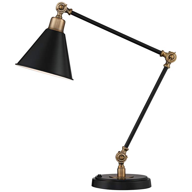 Image 3 360 Lighting Wray Black Antique Brass Adjustable USB Desk Lamp