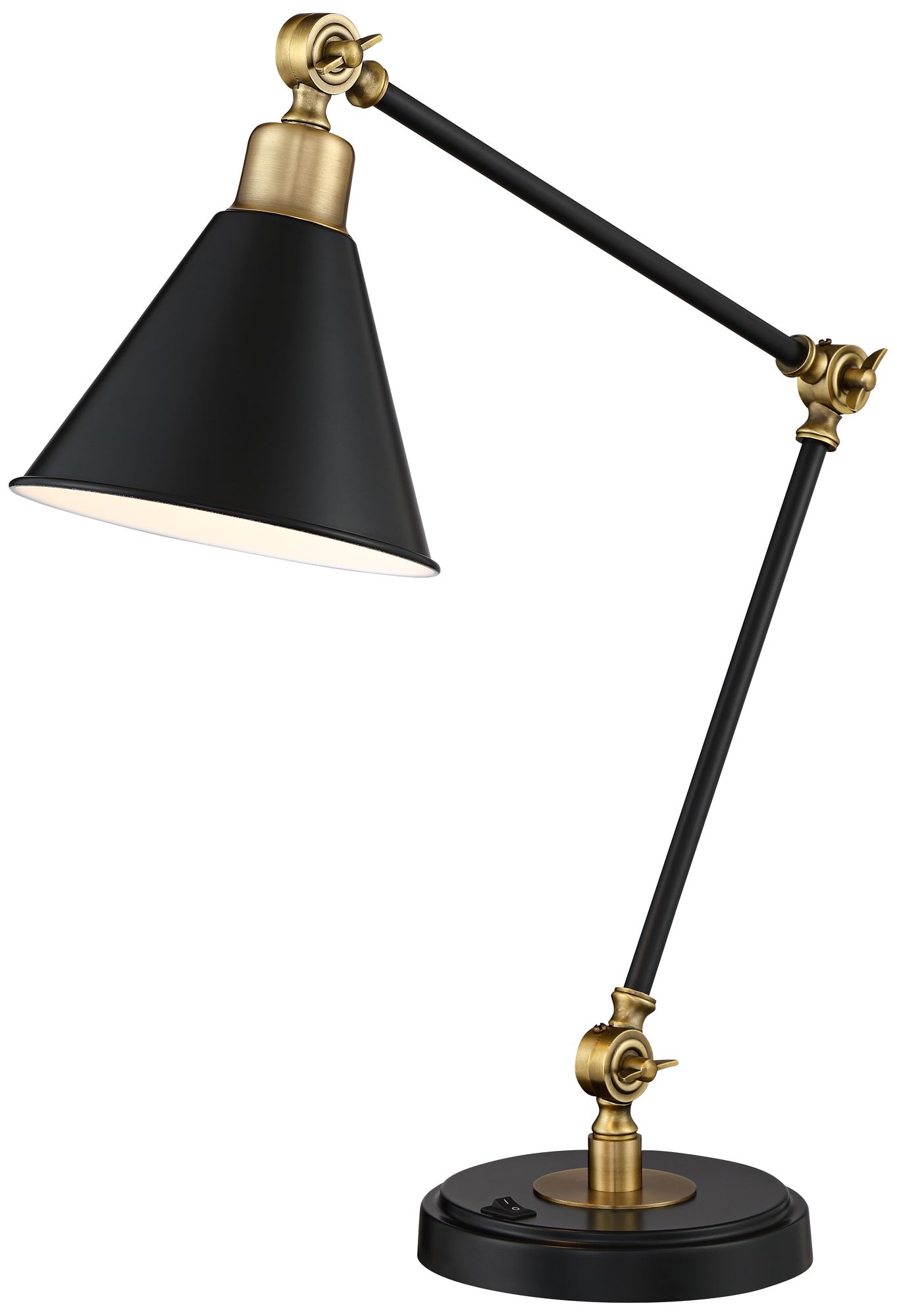 Watch A Video About the Wray Black Antique Brass Adjustable Desk Lamp with USB Port