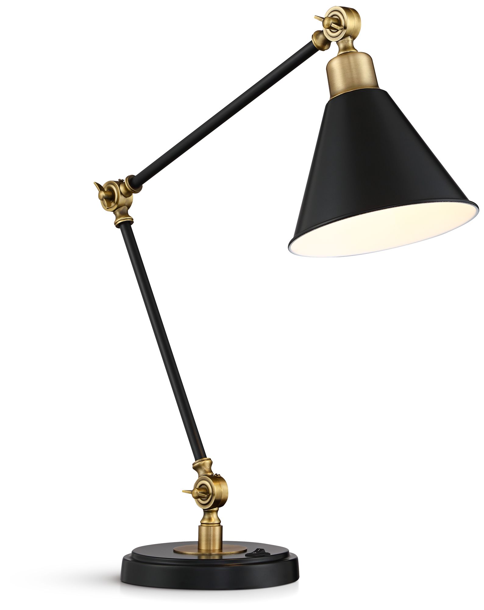 Watch A Video About the Wray Black Antique Brass Adjustable Desk Lamp with USB Port