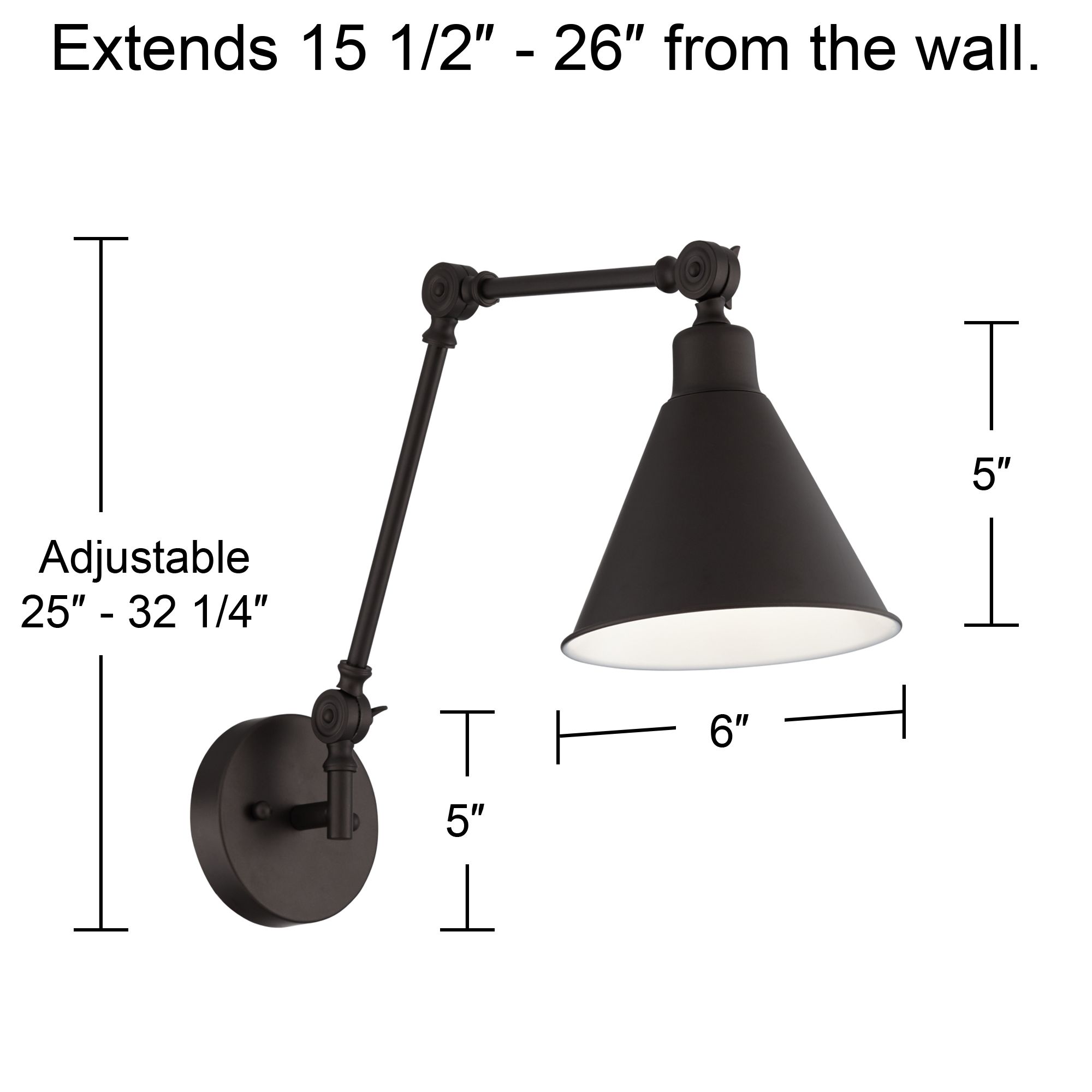 360 Lighting Wray Bronze Metal Adjustable Hardwire Wall Lamp