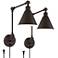 360 Lighting Wray Bronze Metal Adjustable Plug-In Wall Lamps Set of 2