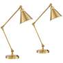 2_360 Lighting Wray Warm Antique Gold Adjustable USB Desk Lamps Set of 2