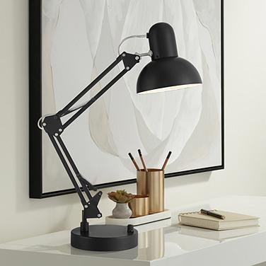 360 Lighting Wyatt Black Finish Adjustable Height Architect USB Desk Lamp