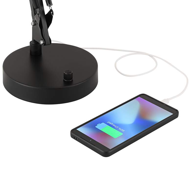 Image 3 360 Lighting Wyatt Black Finish Adjustable Height Architect USB Desk Lamp more views