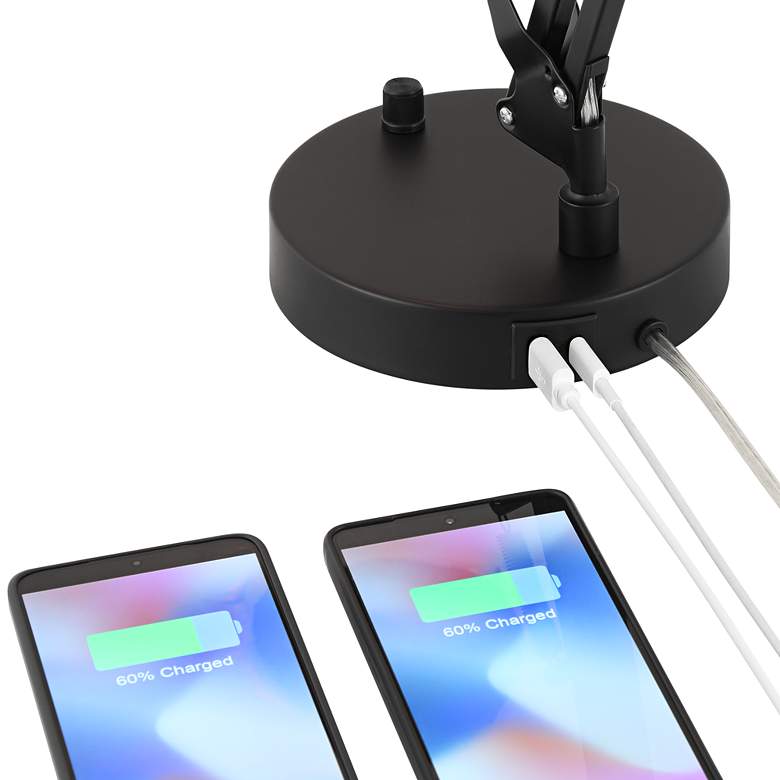 Image 4 360 Lighting Wyatt Black Finish Adjustable Height Architect USB Desk Lamp more views