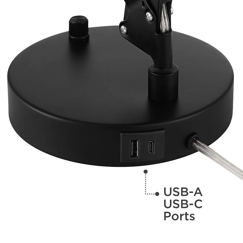 Image 5 360 Lighting Wyatt Black Finish Adjustable Height Architect USB Desk Lamp more views