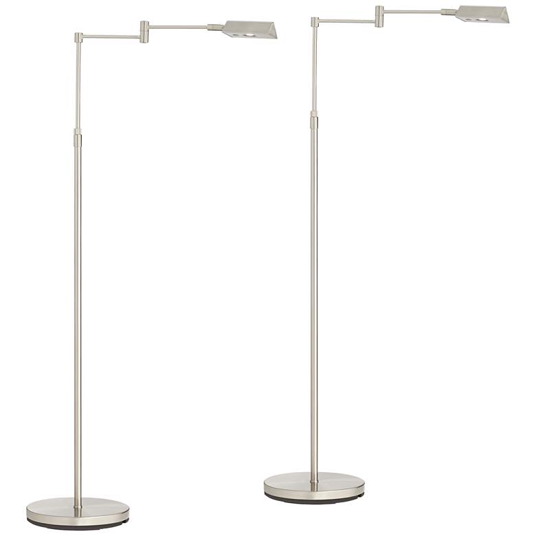 Image 2 360 Lighting Zema Nickel Swing Arm Modern LED Pharmacy Floor Lamps Set of 2